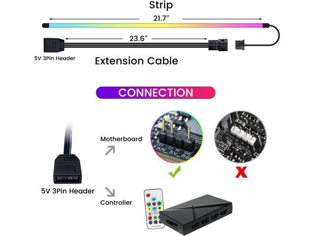 Vetroo Magnetic ARGB LED Strips 5V 3PIN for PC Aura SYNC, Gigabyte RGB Fusion, MSI Mystic Light Sync