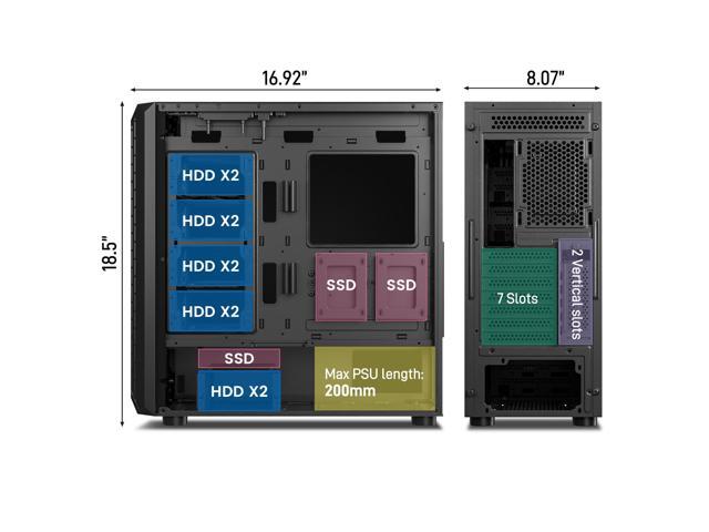 DARKROCK Classico Storage Master Case ATX Computer Case Mid Tower with 4x120mm Fans, USB 3.0 Ready 4 Detachable Hard Drive Cages 360mm Supported on...