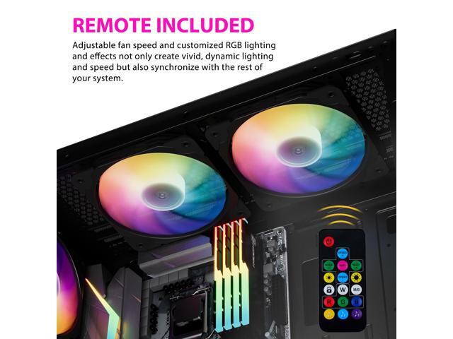 Vetroo SA-140 3-Pack 140mm Addressable RGB & PWM Motherboard Sync Computer PC Cooling Fans with Controller (Black)