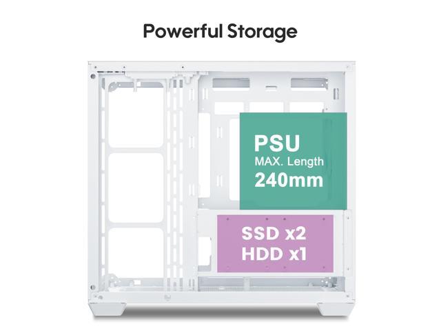 Vetroo AL900 ATX PC Case with 270° Full View Tempered Glass, Supports 360mm Radiator, 4 PWM FDB ARGB Fans with Controller - White