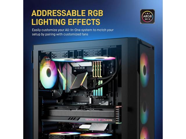 DARKROCK D240 CPU Liquid Cooler with 240 mm Radiator, Addressable RGB Lights, Pure Copper Pump, and AMD, AM5/ AM4, Intel LGA 1700/1200 Brackets...