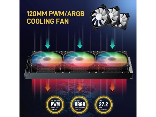 DARKROCK D360 CPU Liquid Cooler with 360mm Radiator, Addressable RGB Lights, Pure Copper Pump, and AMD, AM5/ AM4, Intel LGA 1700/1200 Brackets...