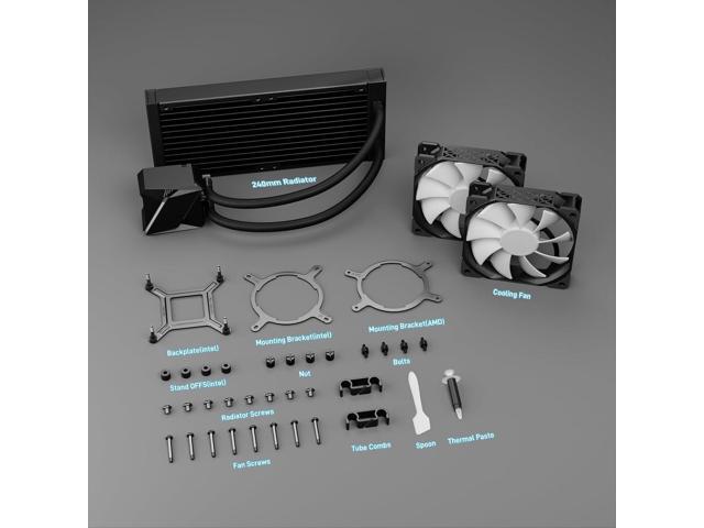 DARKROCK D240 CPU Liquid Cooler with 240 mm Radiator, Addressable RGB Lights, Pure Copper Pump, and AMD, AM5/ AM4, Intel LGA 1700/1200 Brackets...