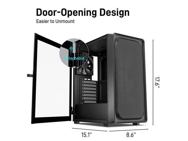 DARKROCK EC2 Black ATX Mid Tower PC Case, Type-C Ready, Supports 50 Series Graphics Cards, Tempered Glass Side Panel, up to 8 x 120mm Cooling Fans...