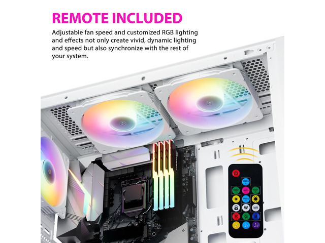 Vetroo SA-140 3-Pack 140mm Addressable RGB & PWM Motherboard Sync Computer PC Cooling Fans with Controller (White)