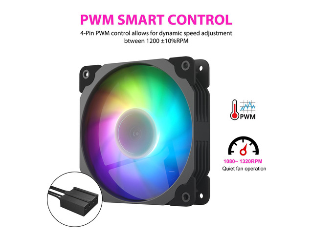 Vetroo SA-140 Black 140mm Addressable RGB & PWM Motherboard Sync Computer PC Cooling Fan