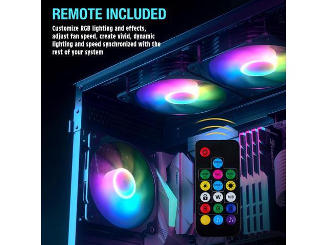 Vetroo 3 Pack 120mm ARGB & PWM Case Cooling Fans with Controller Computer PC Cooler Black Frame High Airflow High-Performance with 5V 3pin...