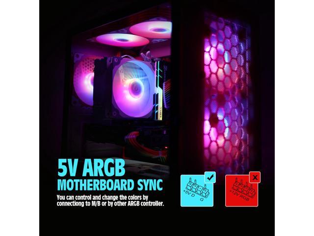 Vetroo 3 Pack 120mm ARGB & PWM Case Cooling Fans with Controller Computer PC Cooler Black Frame High Airflow High-Performance with 5V 3pin...