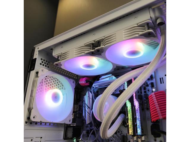 Vetroo 3 Pack 120mm ARGB & PWM Case Cooling Fans with Controller Computer PC Cooler White Frame High Airflow High-Performance with 5V 3pin...