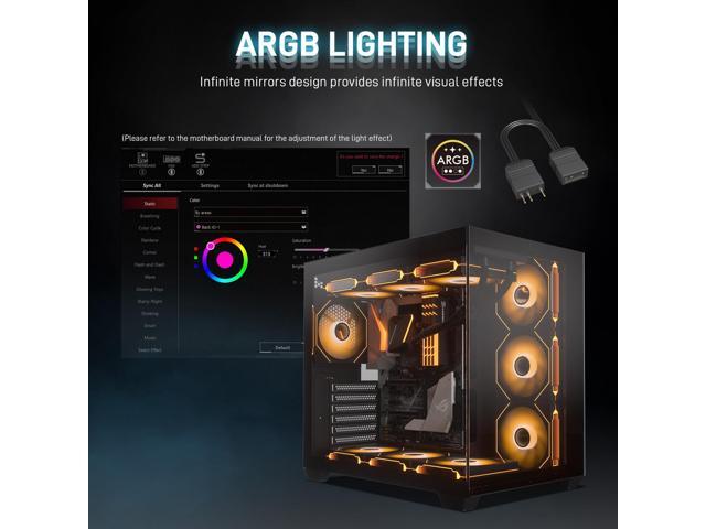 DARKROCK R120-2-Pack 120mm Reverse Installed Infinite Mirror Design PC Fan with Addressable RGB Effect, PWM Smart Control and Hydraulic Bearing for...