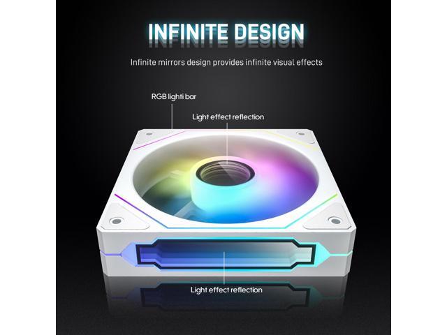 DARKROCK R120-2-Pack 120mm Reverse Installed Infinite Mirror Design PC Fan with Addressable RGB Effect, PWM Smart Control and Hydraulic Bearing for...