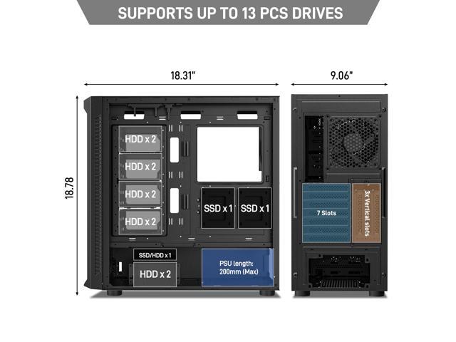 DARKROCK Classico Max Storage Master Case E-ATX Computer Case with 4x120mm Black Fan, 10 x3.5' HDD+3 x2.5' SDD USB 3.0 Ready 360mm Radiator...