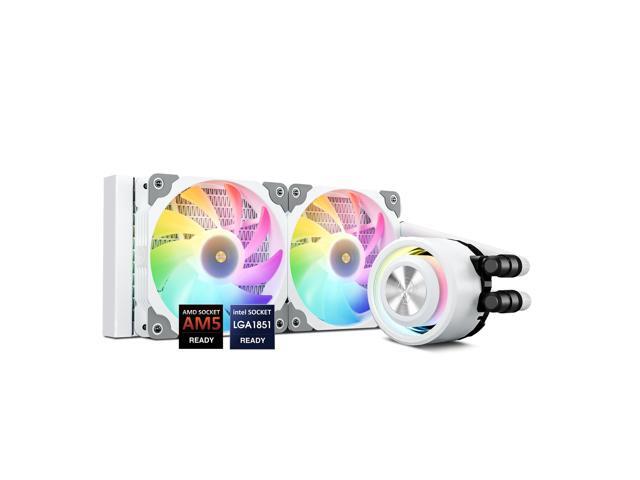 Vetroo R240 Liquid CPU Cooler, Replaceable Cover Design, 2x120mm ARGB & PWM Fans, Low-Noise Operation, 240mm Radiator 250W TDP, Controller Hub...