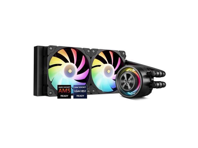 Vetroo R240 Liquid CPU Cooler, Replaceable Cover Design, 2x120mm ARGB & PWM Fans, Low-Noise Operation, 240mm Radiator 250W TDP, Controller Hub...