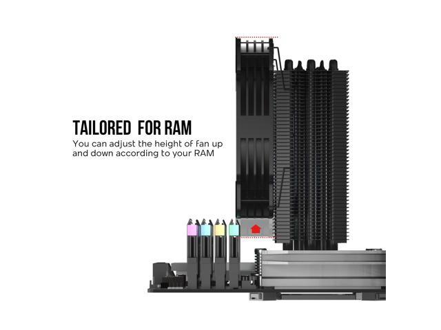 Vetroo V5 Black CPU Air Cooler w/ Addressable RGB Lights Sync 5 Heat Pipes 120mm FDB PWM Processor 200W TDP Cooler for Intel LGA...