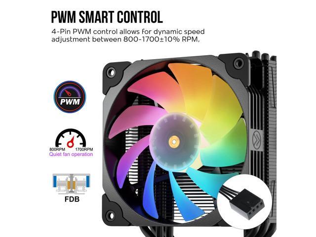 Vetroo V5 Black CPU Air Cooler w/ Addressable RGB Lights Sync 5 Heat Pipes 120mm FDB PWM Processor 200W TDP Cooler for Intel LGA...