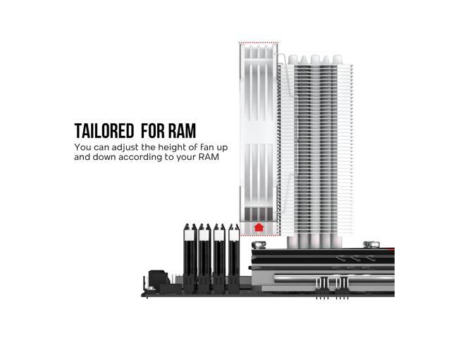 Vetroo V5 White CPU Air Cooler w/ w/Addressable RGB Lights Sync 5 Heat Pipes 120mm FDB PWM Processor 200W TDP Cooler for Intel LGA...