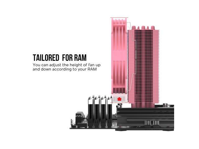 Vetroo V5 Pink CPU Air Cooler w/ w/Addressable RGB Lights Sync 5 Heat Pipes 120mm FDB PWM Processor 200W TDP Cooler for Intel LGA...