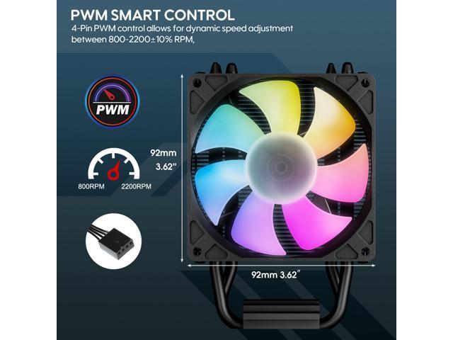 Vetroo V3 CPU Air Cooler w/ ARGB Lighting and PWM Smart Control - Compact Design with Height of 133mm & 92mm Fan, Direct Heat Pipes, Aluminium...