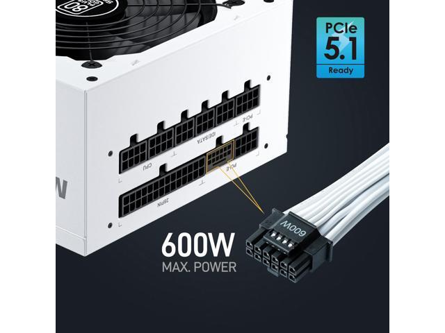 Segotep 850W White PCIe 5.1 Full Modular 80 Plus Gold PSU ATX 3.1 Gaming Power Supply, 12VHPWR Cable, 12+4PIN port and Dual 6+2Pin ports for...