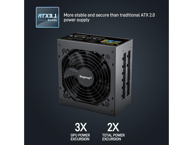 Segotep 850W Power Supply 2025 PCIe 5.1 & ATX 3.1 Gaming PSU 80 Plus Gold Full Modular Support NVIDIA RTX 20/30/40 Series & AMD GPU, 120mm Silent...