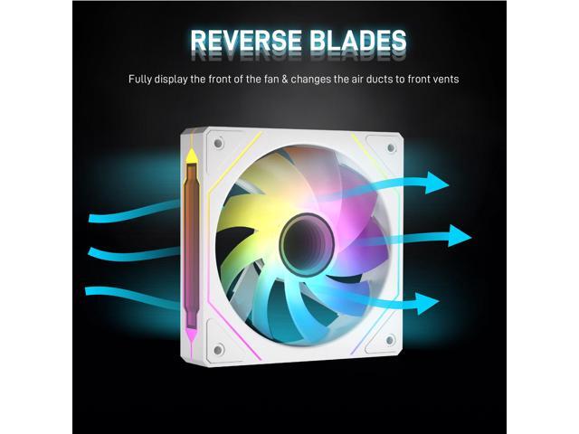 DARKROCK R120-2-Pack 120mm Reverse Installed Infinite Mirror Design PC Fan with Addressable RGB Effect, PWM Smart Control and Hydraulic Bearing for...