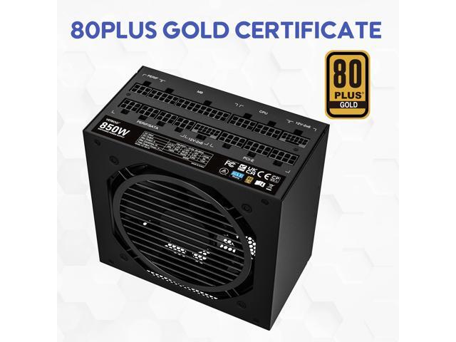 Vetroo 850W Power Supply Dual PCIe 5.1 ATX 3.1 Ready, 80 Plus Gold Full Modular, Quiet Operation with 120mm FDB Fan, 10-Year Warranty - Black