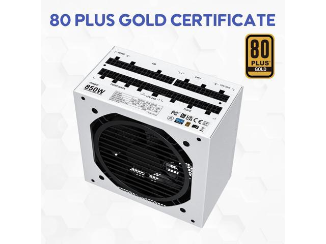 Vetroo 850W Power Supply Dual PCIe 5.1 ATX 3.1 Ready, 80 Plus Gold Full Modular, Quiet Operation with 120mm FDB Fan, 10-Year Warranty - White