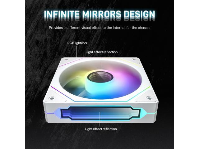 DARKROCK F120 6-Pack 120mm Infinite Mirror Case Fans with PWM Control & ARGB Effect, 24 LED Lights, HDB Hydraulic Bearing for Low-Noise Operation -...
