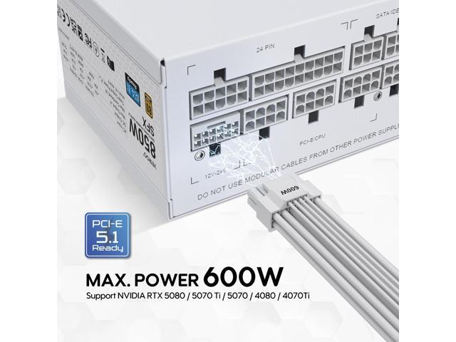 Vetroo 850W SFX Power Supply ATX 3.1 & PCIE 5.1 Ready, 80 Plus Gold Certificate Fully Modular, 90mm FDB Fan for Low-Noise Operation, SFX-to-ATX...