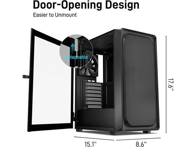 DARKROCK EC2 Black ATX Mid Tower PC Case with 3x120mm White Infinity Design F120 Fan & 1x120mm Black Fan, Type-C Ready, Tempered Glass Side Panel,...