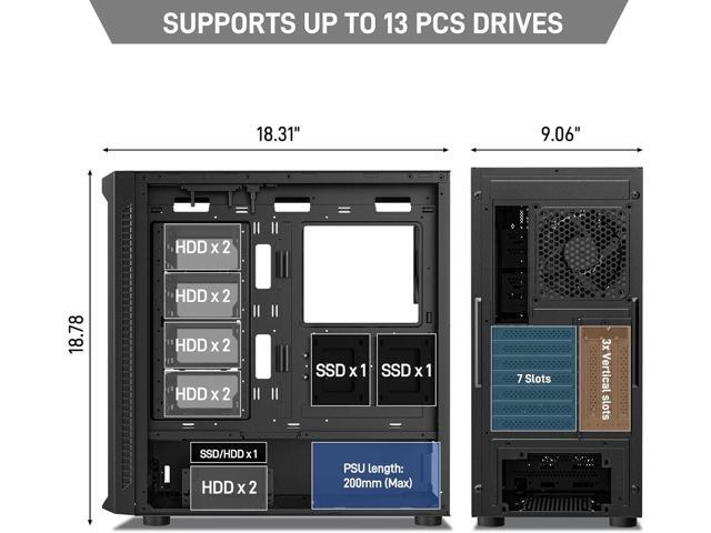 DARKROCK Classico Max Storage Master E-ATX Computer Case with 3x120mm Black Infinity Design F120 Fan & 4x120mm Black Fan, 10 x3.5 HDD+3 x2.5 SDD...
