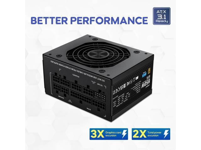 Vetroo 850W SFX Power Supply ATX 3.1 & PCIE 5.1 Ready, 80 Plus Gold Certificate Fully Modular, 90mm FDB Fan for Low-Noise Operation, SFX-to-ATX...