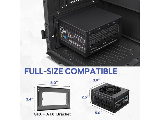 Vetroo 850W SFX Power Supply ATX 3.1 & PCIE 5.1 Ready, 80 Plus Gold Certificate Fully Modular, 90mm FDB Fan for Low-Noise Operation, SFX-to-ATX...