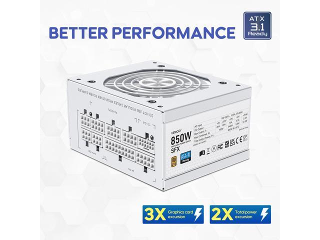 Vetroo 850W SFX Power Supply ATX 3.1 & PCIE 5.1 Ready, 80 Plus Gold Certificate Fully Modular, 90mm FDB Fan for Low-Noise Operation, SFX-to-ATX...