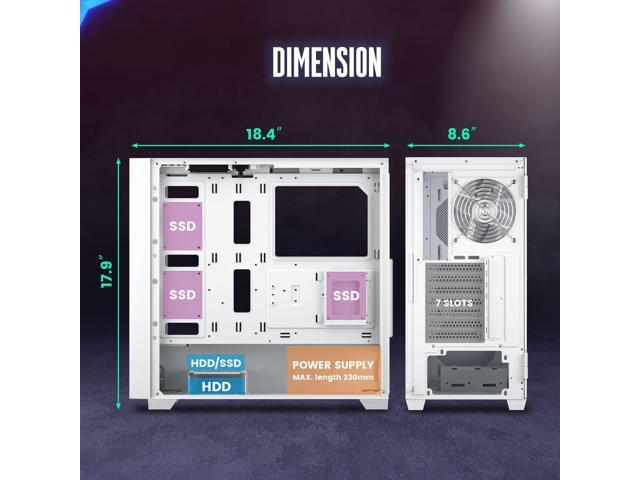 Vetroo AL800 White E-ATX Full Tower PC Gaming Case with 4mm Tempered Glass RTX 50 Series Fully Compatible Side Panel & Mesh Front Panel Support...