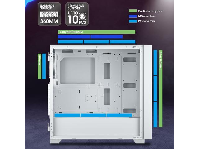 Vetroo AL800 White E-ATX Full Tower PC Gaming Case with 4mm Tempered Glass RTX 50 Series Fully Compatible Side Panel & Mesh Front Panel Support...