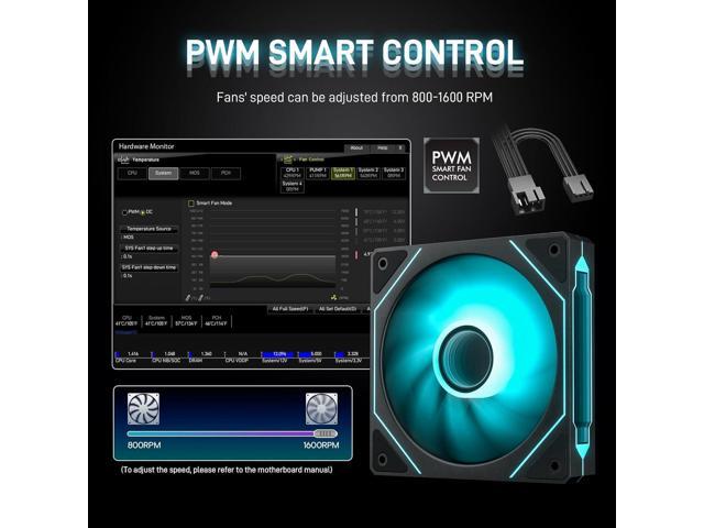 DARKROCK F120 3in1 120mm Infinite Mirror Design Case Fans with 20-Port Contoller Hub, 24 LED Lights PWM Control & ARGB Effect, Hydraulic HDB...