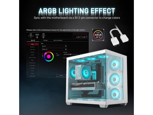 DARKROCK F120 3in1 120mm Infinite Mirror Design Case Fans with 20 Ports Contoller Hub, 24 LED Lights PWM Control & ARGB Effect, Hydraulic HDB...