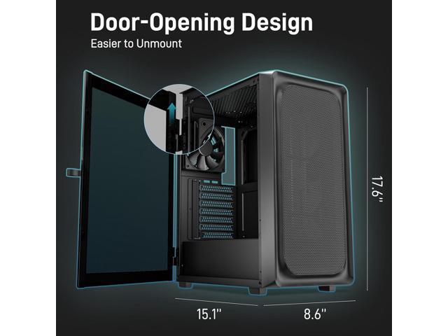 DARKROCK EC2 Black ATX Mid Tower PC Case with 4x120mm Black Fan, Type-C Ready, Tempered Glass Side Panel, up to 8 x 120mm Cooling Fans & 1 x 360mm...