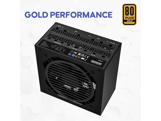 Vetroo 1000W Black Power Supply ATX 3.1 Ready Dual PCIe 5.1, 80 Plus Gold Full Modular, Compact Size, Eco Mode with 120mm FDB Fan, 10 Year...