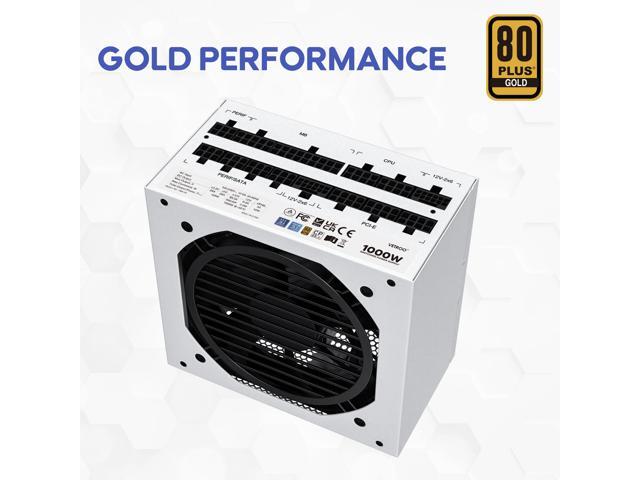 Vetroo 1000W White Power Supply ATX 3.1 Ready Dual PCIe 5.1, 80 Plus Gold Full Modular, Compact Size, Eco Mode with 120mm FDB Fan, 10 Year...