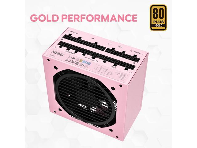 Vetroo 1000W Pink Power Supply ATX 3.1 Ready Dual PCIe 5.1, 80 Plus Gold Full Modular, Eco Mode with 120mm FDB Fan, Compact Size, 10 Year...