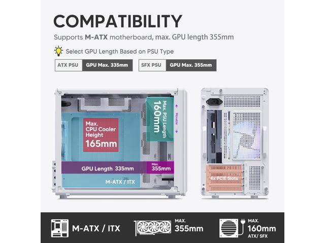 Vetroo M06 Micro-ATX/Mini-ITX Gaming PC Case, Compact High Airflow Mesh Mid Tower, Supports 5×120mm Fans & 240mm Liquid Cooling, GPU Up to 355mm,...