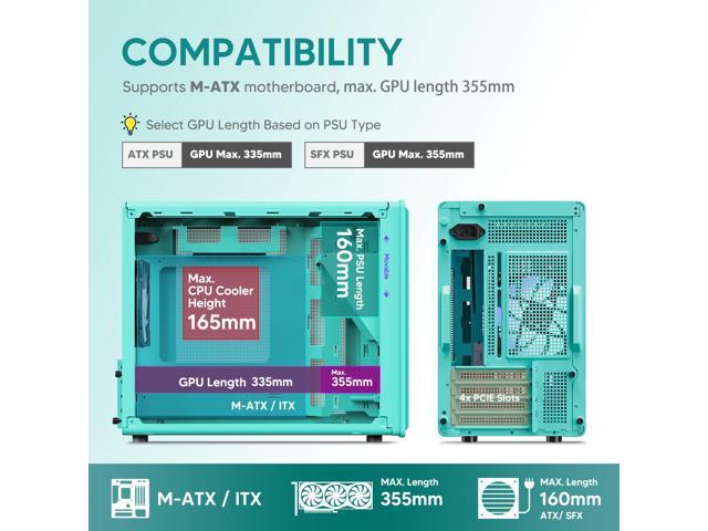 Vetroo M06 Micro-ATX/Mini-ITX Gaming PC Case, Compact High Airflow Mesh Mid Tower, Supports 5×120mm Fans & 240mm Liquid Cooling, GPU Up to 355mm,...