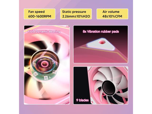Vetroo LF120 120mm ARGB Case Fan with Infinite Mirror Design & PWM Smart Control, Fluid Dynamic Bearing, Nine Blades Design & 8 Rubber Pads for...