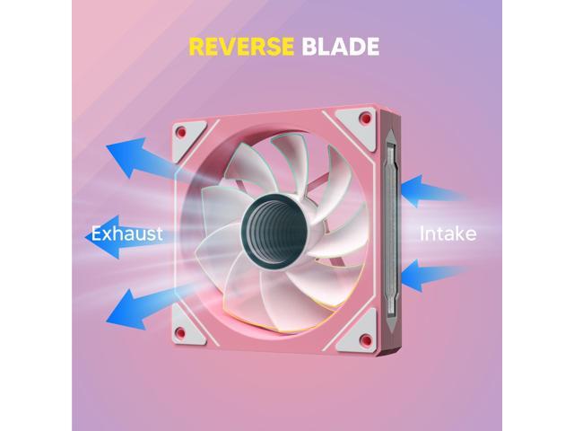 Vetroo Pink LR120 2-Pack Reverse Fan Blade Infinite Mirror PC Fan 120 mm ARGB Case Fan with ARGB & PWM Smart Control, FDB Bearing, Nine Blades...