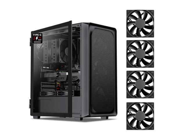 DARKROCK EC2 Black ATX Mid Tower PC Case with 4x120mm Black Fan, Type-C Ready, Tempered Glass Side Panel, up to 8 x 120mm Cooling Fans & 1 x 360mm...