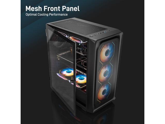 DARKROCK EC2 Black ATX Mid Tower PC Case with 3x120mm Black Infinity Design F120 Fan & 1x120mm Black Fan, Type-C Ready, Tempered Glass Side Panel,...