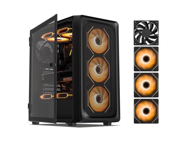 DARKROCK EC2 Black ATX Mid Tower PC Case with 3x120mm Black Infinity Design F120 Fan & 1x120mm Black Fan, Type-C Ready, Tempered Glass Side Panel,...